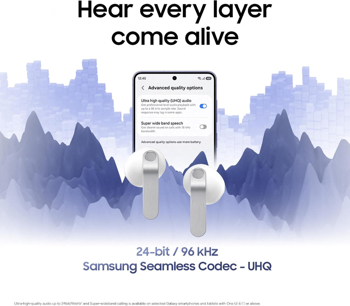 Samsung Galaxy Buds4, Wireless Bluetooth Earbuds, Real Metal Blade, 1-Way Speaker, 24-bit / 96 kHz Ultra Codec, 360 Audio, ANC, White, 2 Year Extended Warranty (UK Version)