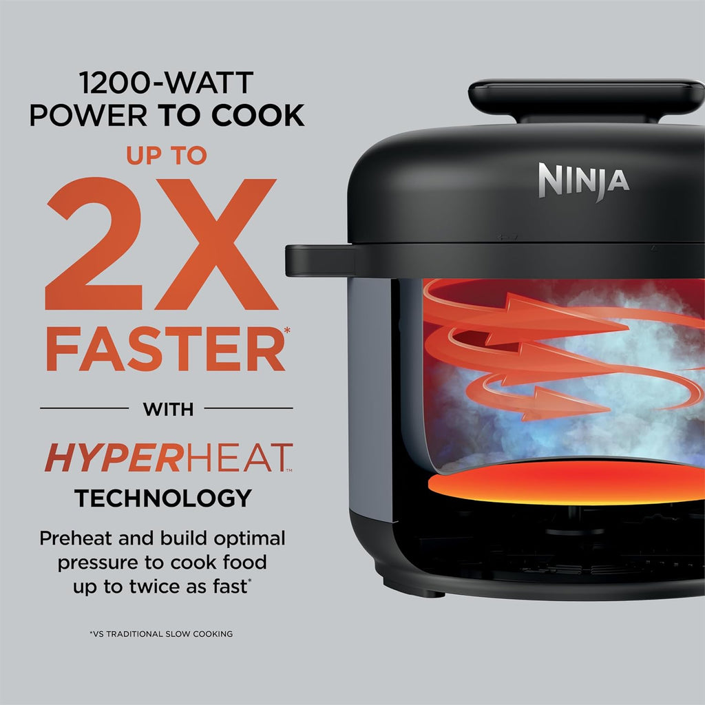 Ninja® HyperHeat™ 9-in-1 Pressure Cooker, 6.5-qt, Stone Purple, PC201SP | Cooks 2X faster, Sear, Sauté, Slow Cook, Steam & Sous Vide, 1200W, PFAS-free pot, removable SimpliServe™ pot for easy serving