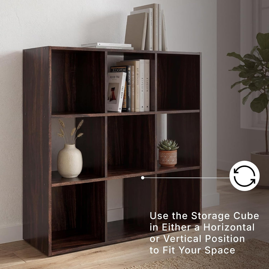 Signature Design by Ashley Glosmount 9 Cube Storage Organizer or Bookcase, Cherry & Light Brown