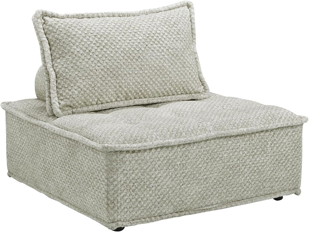 Signature Design by Ashley Oversized Armless Accent Chair, Taupe | Checkered polyester upholstery, Wood and engineered wood frame, Included bolster and toss pillows, Bales Series