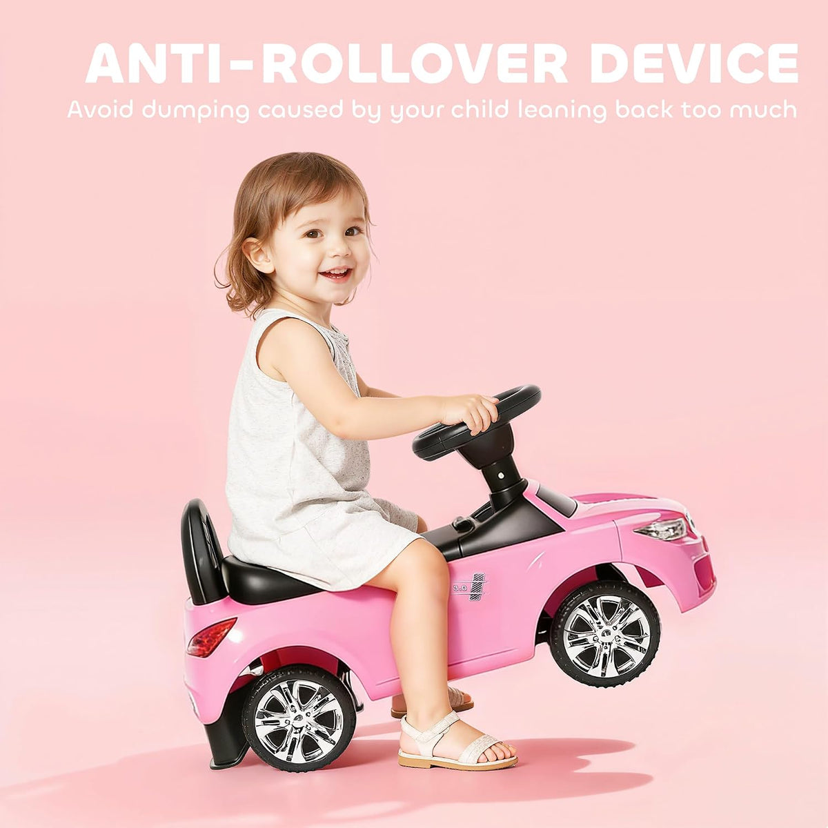 HOMCOM Ride on Car Toddler Walker Foot to Floor for 1.5-3 Years Old Pink