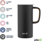 Ello Campy 18oz Insulated Stainless Steel Travel Mug with Handle, Black