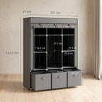 HOMCOM Fabric Wardrobe for Bedroom 5 Shelves 3 Fabric Drawers Dark Grey