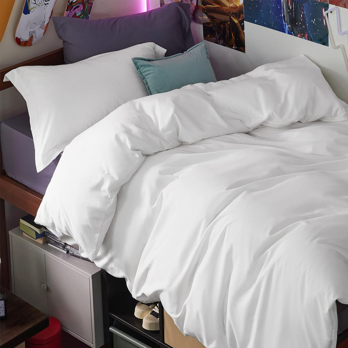Bedsure Duvet Cover Queen Size, 3Pcs Soft Double Brushed Bedding Set, White
