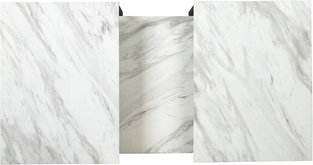 Signature Design by Ashley Donnesta 3 Piece Nesting Coffee Table Set | Space saving design, Decorative laminate over engineered wood, Faux Carrara marble pattern, Black powder coated metal