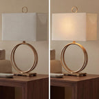 Signature Design by Ashley Table Lamp, 28 Inch, Gold, Rectangle Shade