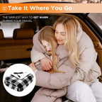 Westinghouse Heated Car Blanket, Grey Buffalo Plaid, 59" x 43”