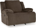 Signature Design by Ashley Top Tier Rocker Recliner Chair, Oversized Wide Seat, Cozy Corduroy Velvet Polyester Upholstery, Manual Pull Tab Lounge Chair for Living Room, No Assembly Required, Chocolate