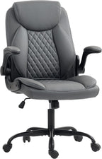 HOMCOM Executive Office Chair with Flip-Up Armrests for Home Charcoal Grey