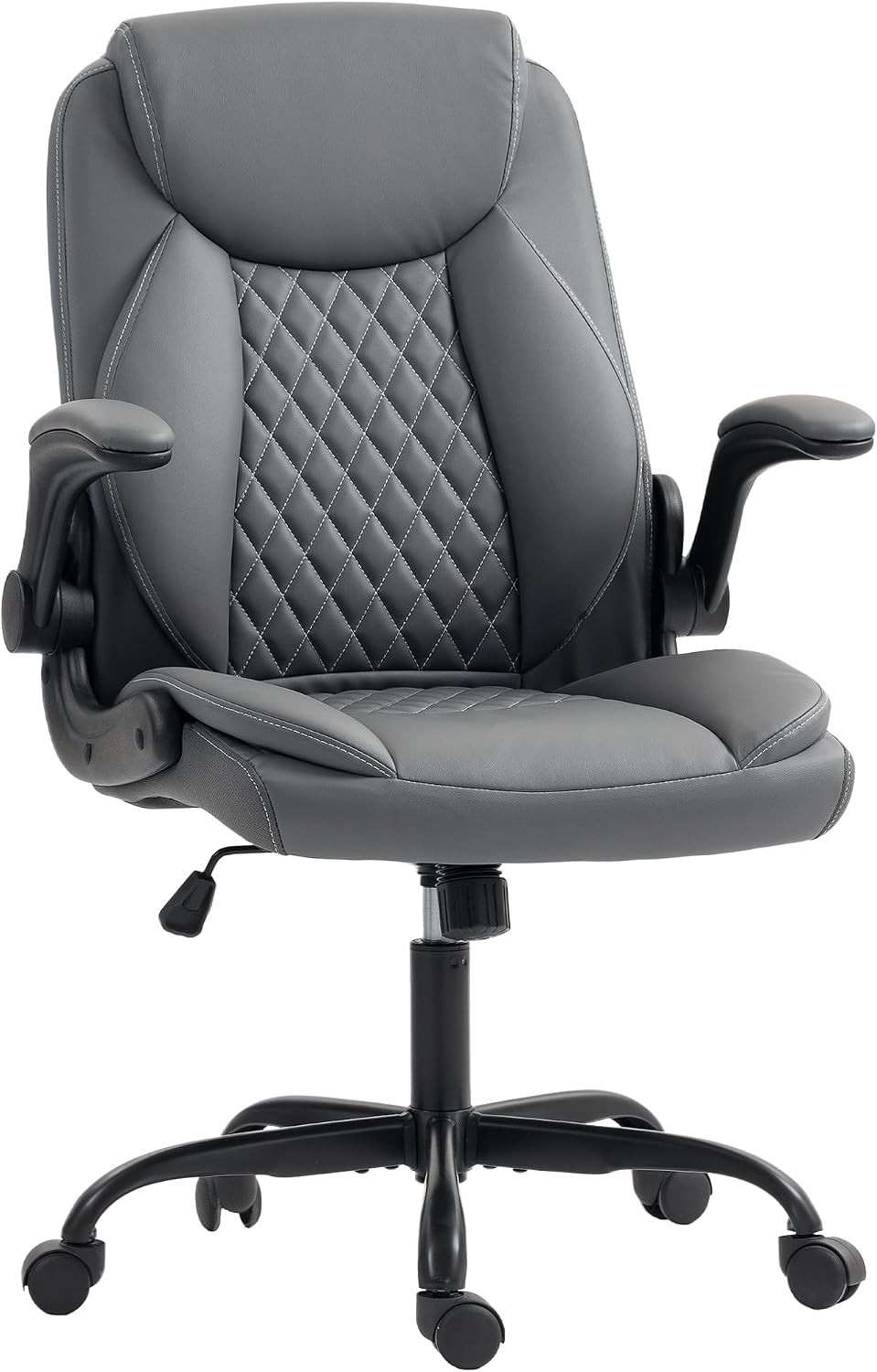HOMCOM Executive Office Chair with Flip-Up Armrests for Home Charcoal Grey