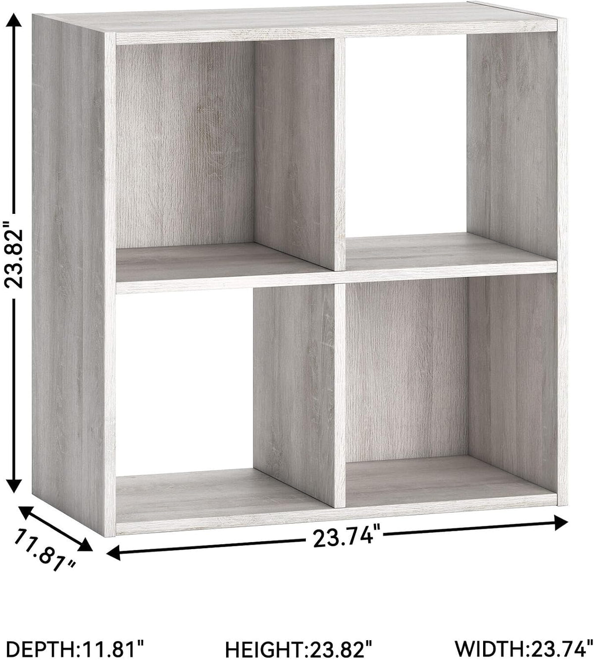 Signature Design by Ashley 4 Cube Storage Organizer, 24 in, Whitewash | Space-saving 24x12x24 in engineered wood organizer for bins or books, Vintage-inspired, Paxberry Series