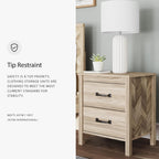 Signature Design by Ashley Battelle Nightstand, Mid Century Modern 2 Drawer Bedside Table, Engineered Wood Construction for Bedroom Storage, Light Oak Finish, 22 inches W
