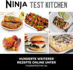 Ninja 5-in-1 Indoor Grill and Oil Free Deep Fryer, 5 Modes EG351EU | Cooks up to 4 burgers, 5.7L capacity, low smoke emission, digital meat thermometer included