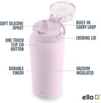 Ello Cooper 22oz Insulated Stainless Steel Water Bottle with Straw, Cashmere