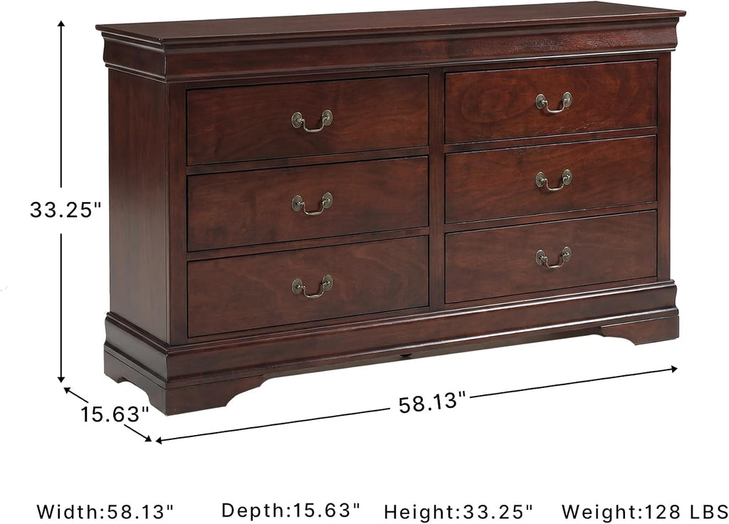 Signature Design by Ashley Alisdair 6 Drawer Bedroom Dresser, Dark Brown | Durable engineered wood, Classic Louis Philippe-style moulding, 6 spacious drawers for master bedroom storage
