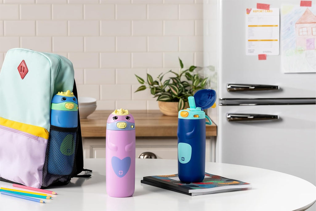 Ello Ellies 12oz Stainless Steel Leakproof Kids Water Bottle, Cat