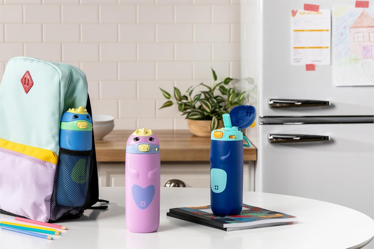 Ello Ellies 12oz Stainless Steel Leakproof Kids Water Bottle, Cat
