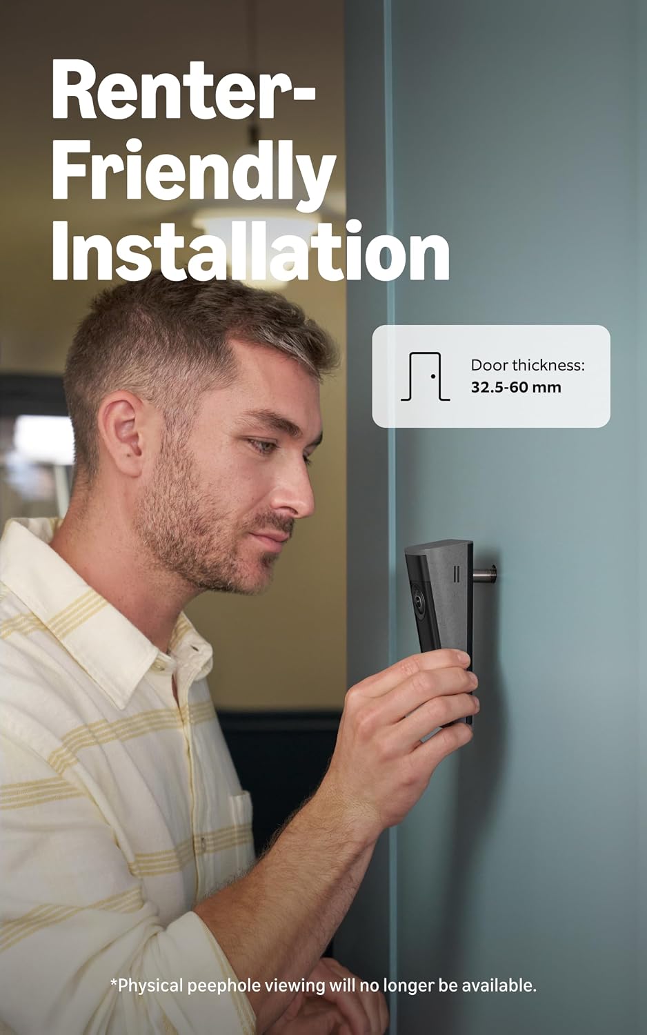 Ring Peephole Camera 2K (newest gen), 32.5-60 mm door thickness, DIY Wireless Doorbell Camera, Renter-friendly installation, Replaces existing peephole, Retinal 2K, 6x Zoom, Two-Way Talk