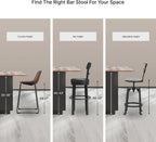 Signature Design by Ashley 1-Piece Counter Height Bar Stool, Black Swivel | Easy-clean leather and faux leather combination seat, Rustic farmhouse style with antiqued finish, Valebeck Series