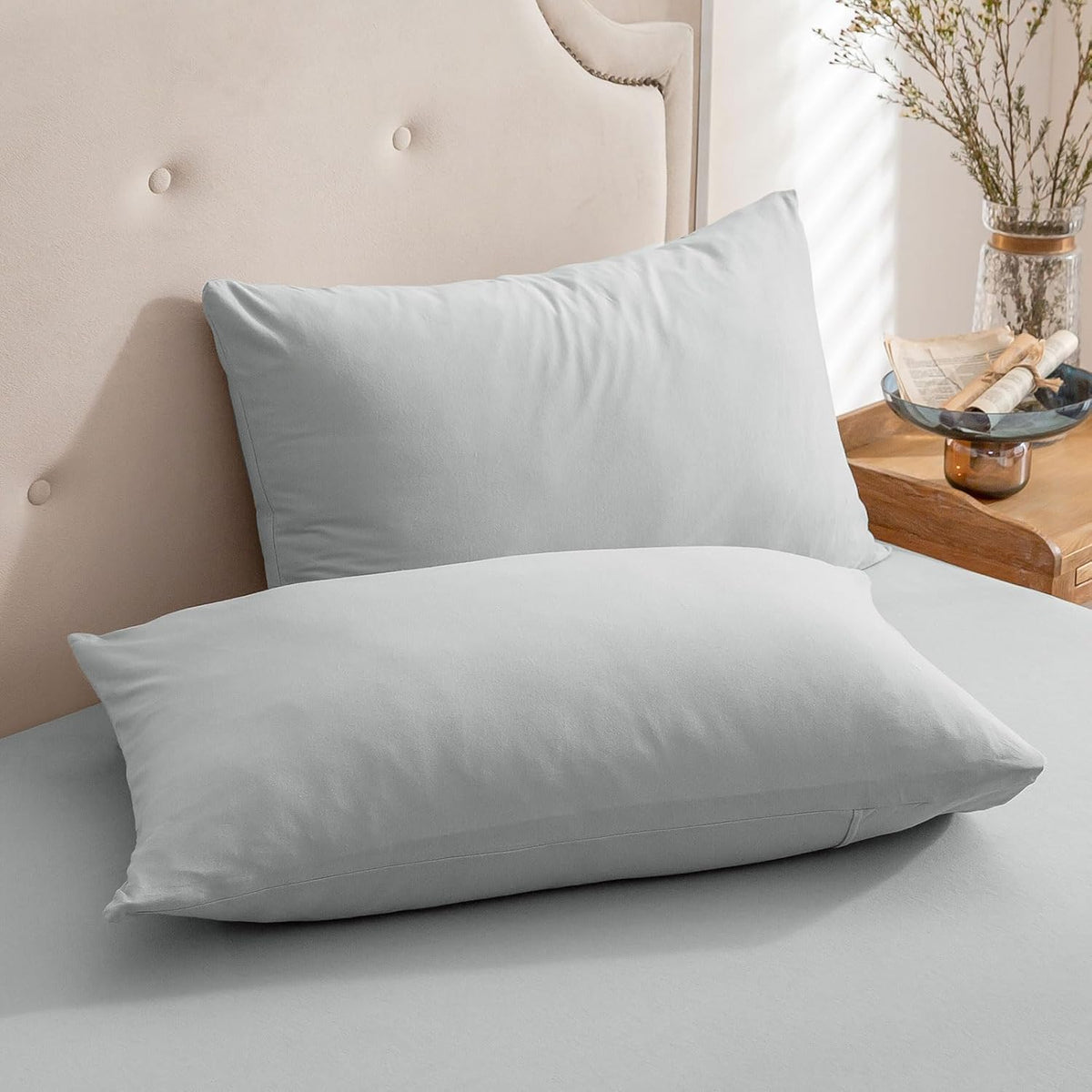 PURE ERA Jersey Knit Pillow Cases Solid Sage Green Standard