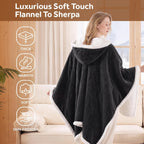 Westinghouse Wearable Heated Throw Blanket Flannel Sherpa 50x60 Inch Grey