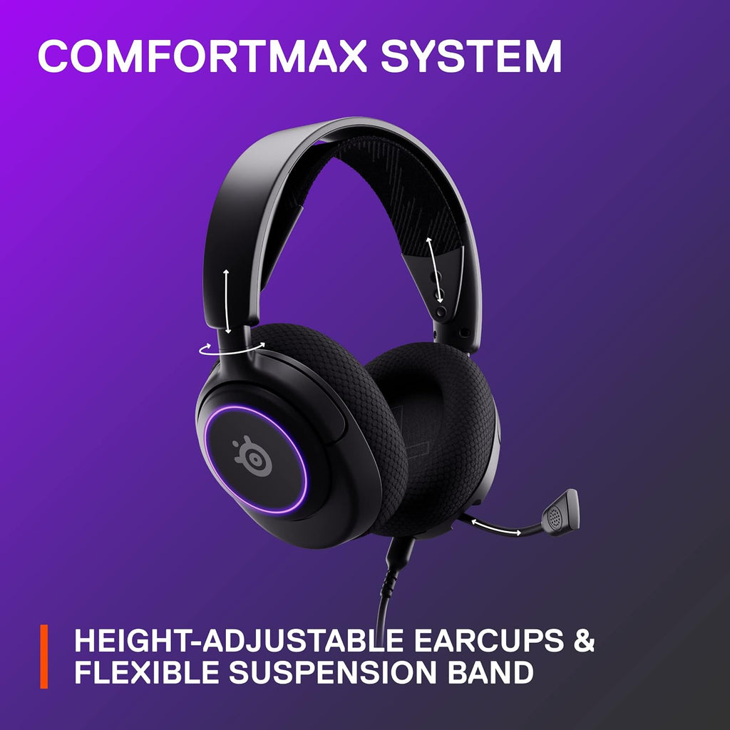 SteelSeries Arctis Nova 3 - USB-C Gaming Headset for PC, PS4, PS5 & Switch - RGB Lights - Hi-Fi Drivers - 360° Spatial Audio - AirWeave Memory Foam Earcups - Super Lightweight - ClearCast Gen 2 Mic