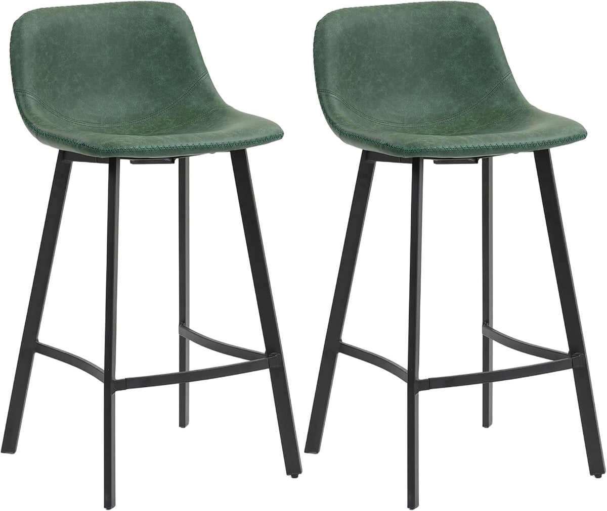 HOMCOM Bar Stools Set of 2 PU Leather Upholstery with Backrest Green