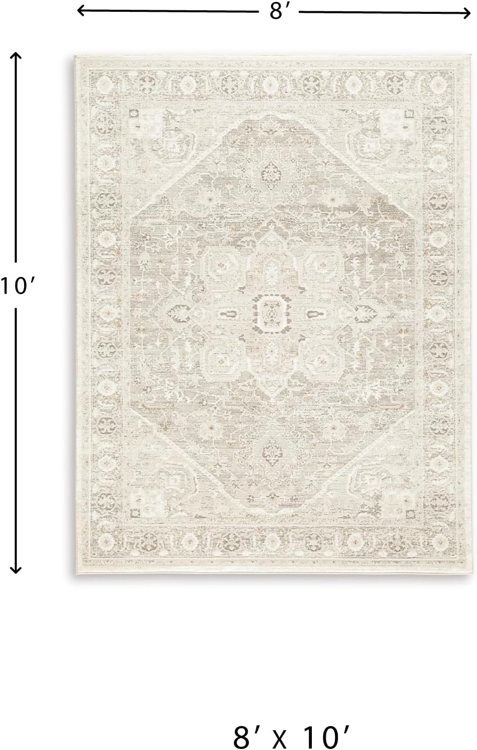 Signature Design by Ashley Gatwell Vintage Persian Rug 8x10 | Machine woven polyester face with jute backing, Medium 9 mm pile height, Contemporary area rug for living rooms