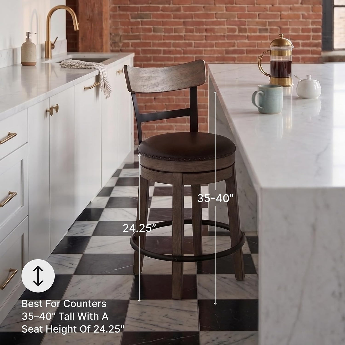 Signature Design by Ashley Pinnadel Counter Height Swivel Bar Stool, Brown