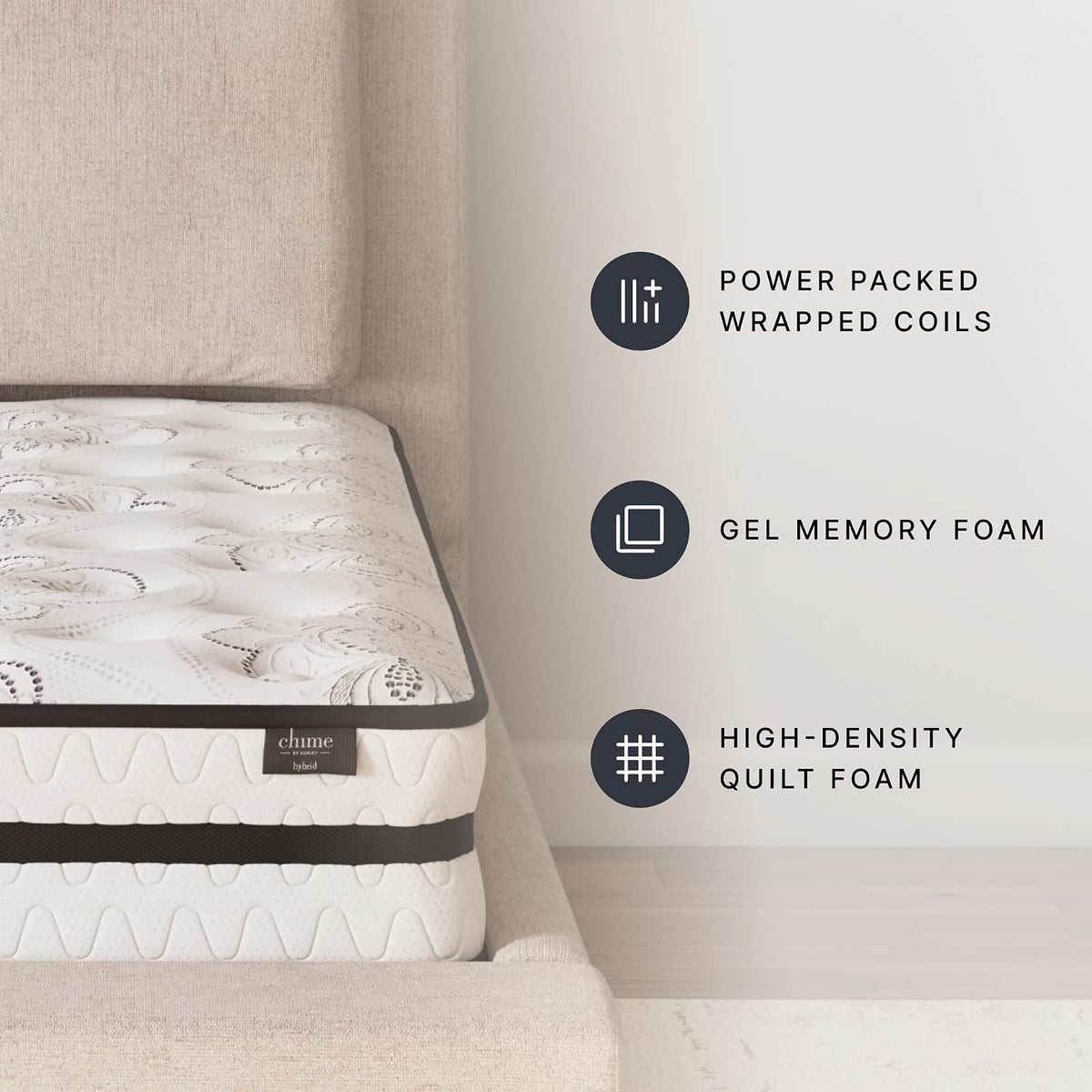 Signature Design by Ashley Queen Mattress, 10 Inch Medium Firm Hybrid