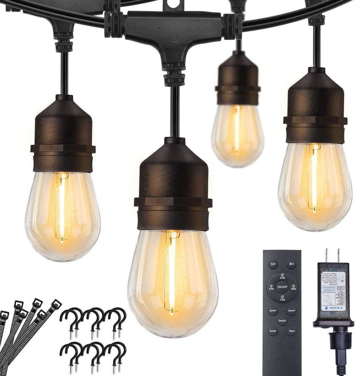 Brightown Outdoor String Lights, 29FT G40 LED IP65 Waterproof Patio Lights