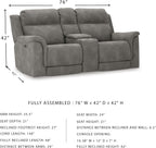 Signature Design by Ashley Power Reclining Loveseat Sofa with Console | Faux leather look, 15-minute assembly, Water-resistant DuraPella fabric, Zero-gravity reclining, Adjustable headrest