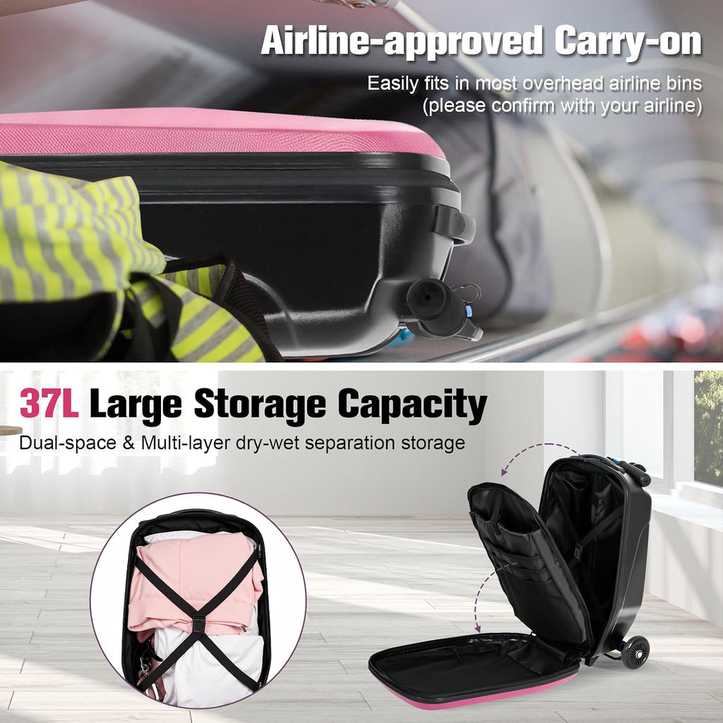 Suitcase Scooter,Ride on Suitcase for Kids,2in1 Hardside Scooter Luggage