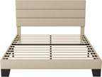 Allewie Queen Size Platform Bed Frame with Fabric Upholstered Headboard