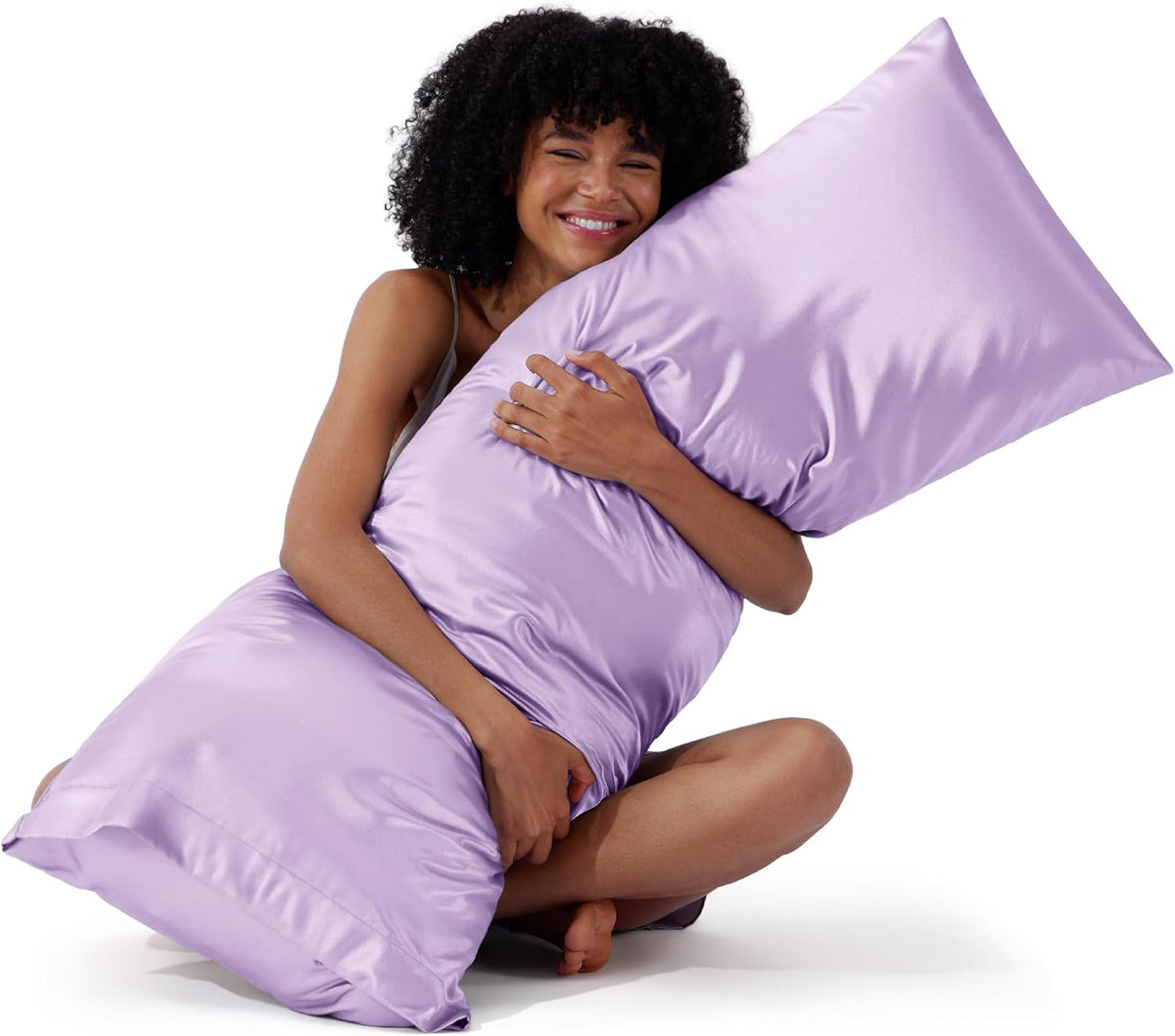 Bedsure Satin Pillowcase Standard Set of 2, Silky Pillow Cases, Beige
