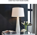 Signature Design by Ashley Laurellen Alabaster Table Lamp, Dual Pull Chain | White stone resin blend, 60W max per socket, Marble table lamp alternative, Luxe modern bedroom decor, 90-inch power cord
