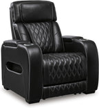 Signature Design by Ashley Leather Power Recliner Chair, Zero Gravity | Soothing air massage and heat, Extended ottoman with adjustable headrest, 250-lb weight capacity, Boyington Series