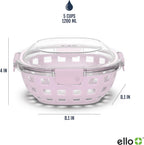 Ello DuraGlass Food Storage Glass Lunch Bowl Container - Meal Prep Container with Silicone Sleeve and Airtight Lid, 5 Cup, Cashmere Pink