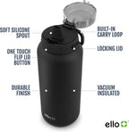 Ello Cooper 22oz Insulated Stainless Steel Water Bottle with Straw, Figgy
