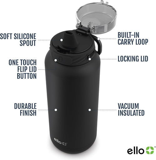 Ello Cooper 22oz Insulated Stainless Steel Water Bottle with Straw, Figgy