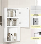 3 Shelves Corner Bathroom Mirror Cabinet,Wall Mounted Bathroom Cabinet