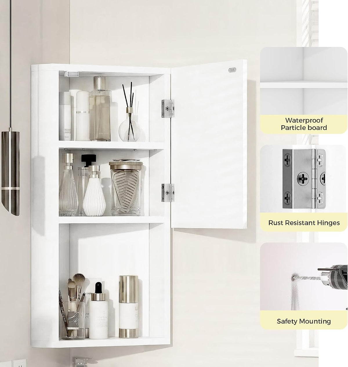 3 Shelves Corner Bathroom Mirror Cabinet,Wall Mounted Bathroom Cabinet