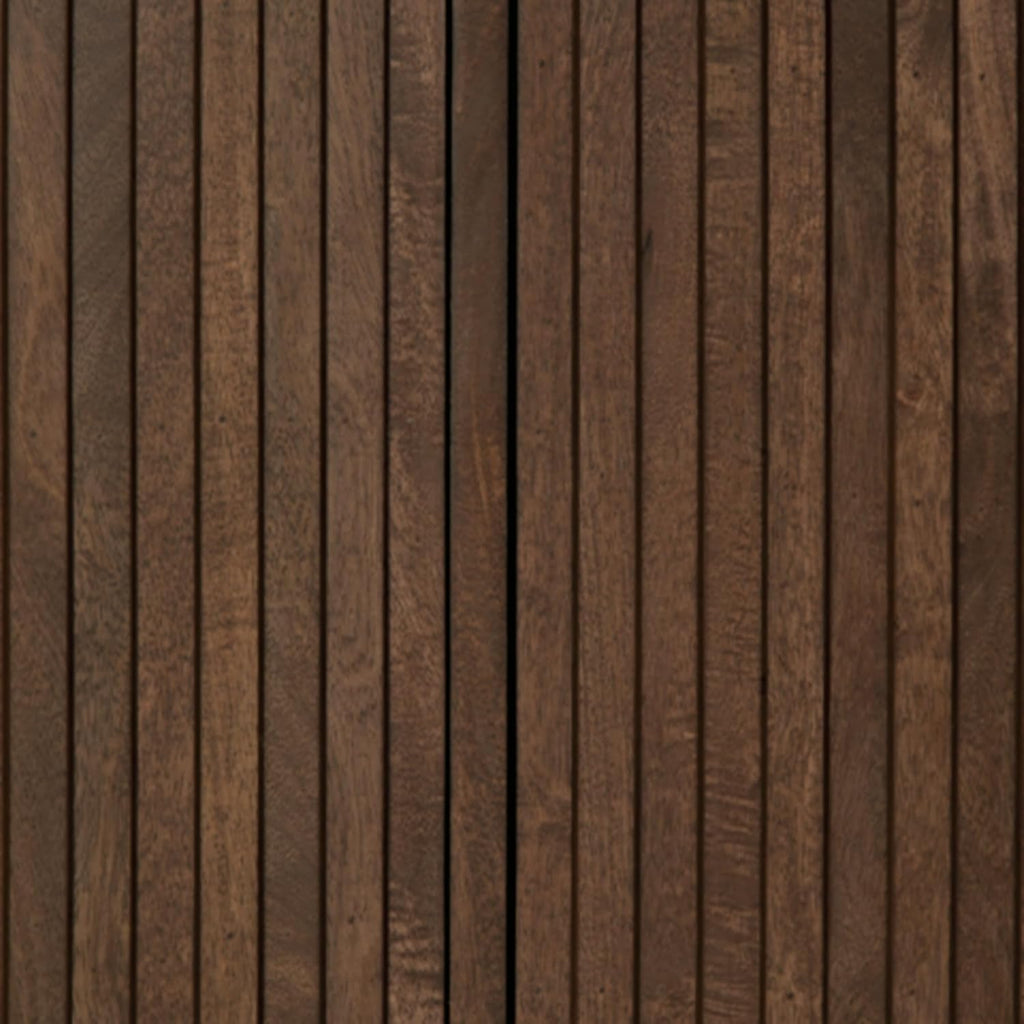 Signature Design by Ashley Mango Wood Accent Cabinet with Doors, Sideboard | Heavyweight construction in rich dark brown, Elegant vertical fluting, Curved sides, Wire management, Amickly Series