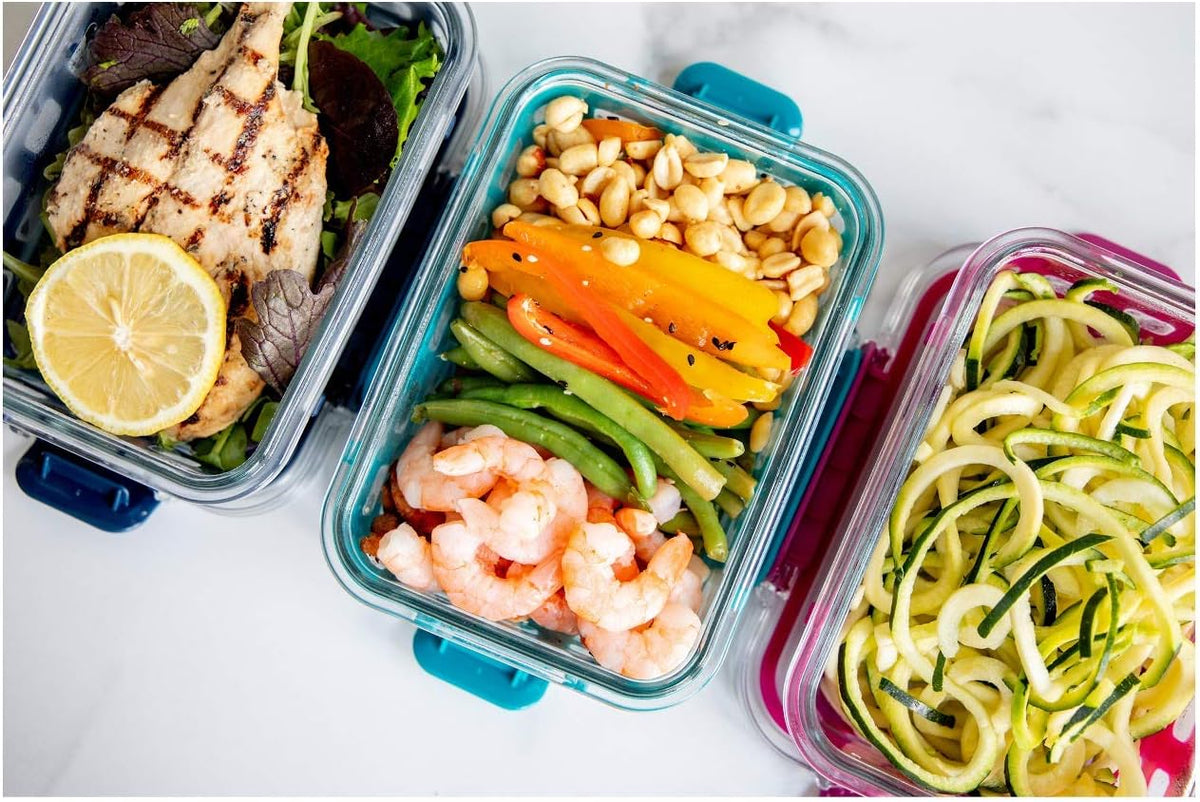 Ello Duraglass 5 Cup Glass Meal Prep Container with Lid, midnight