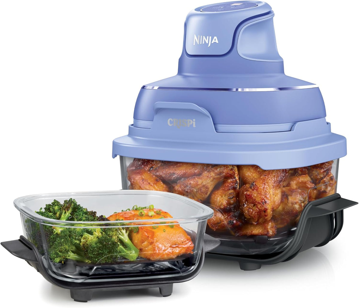 Ninja Crispi Glass Air Fryer, 4-in-1, Frosted Lilac, FN101PR | Max crisp, bake, air fry, recrisp, 450F max, 4 Qt and 6 Cup containers, PFAS-free glass