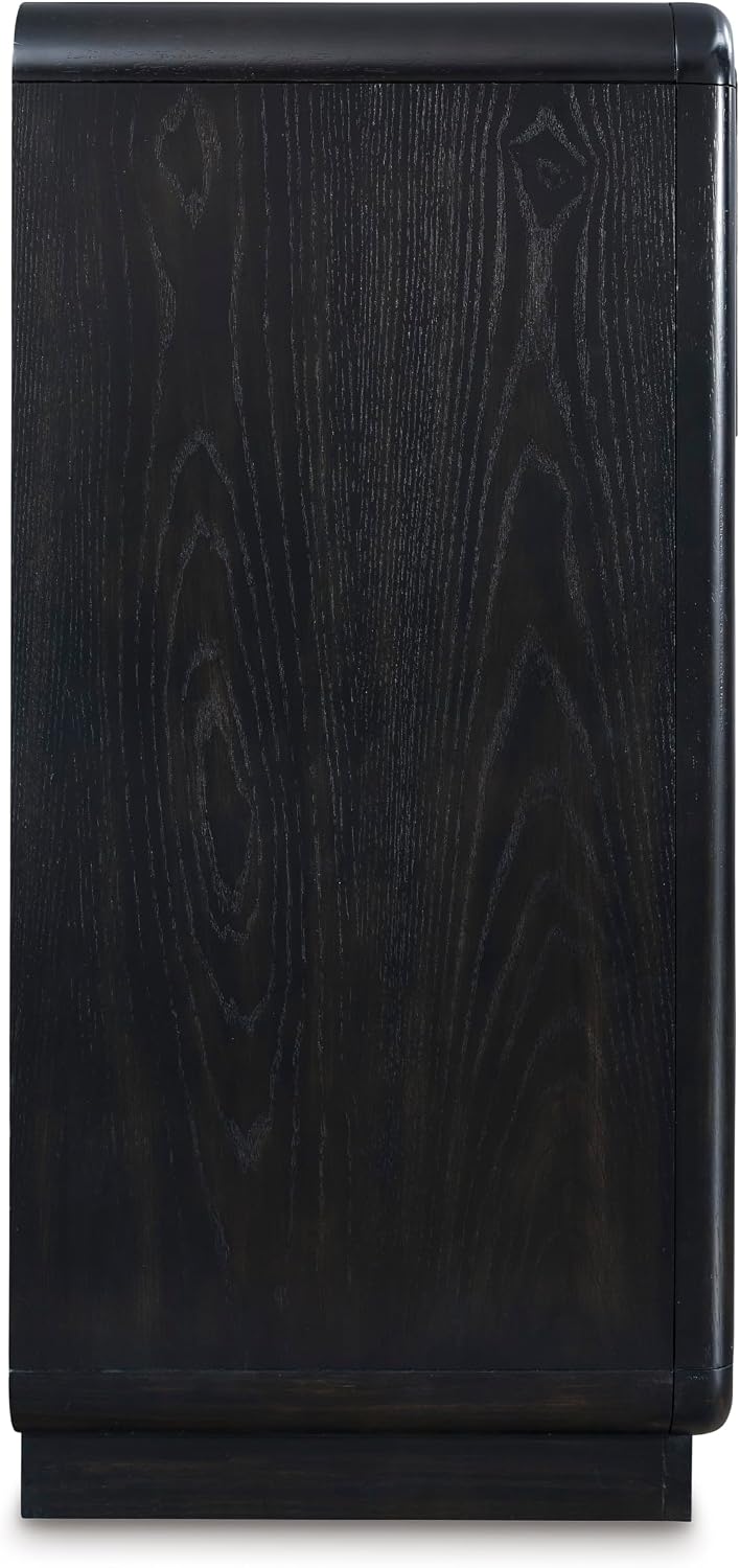 Signature Design by Ashley Rowanbeck Dresser, Black Wood 7 Drawer Chest for Bedroom, Hardwood Solids and Ash Veneer, Contemporary Storage for Master Suites, Black, 64" W