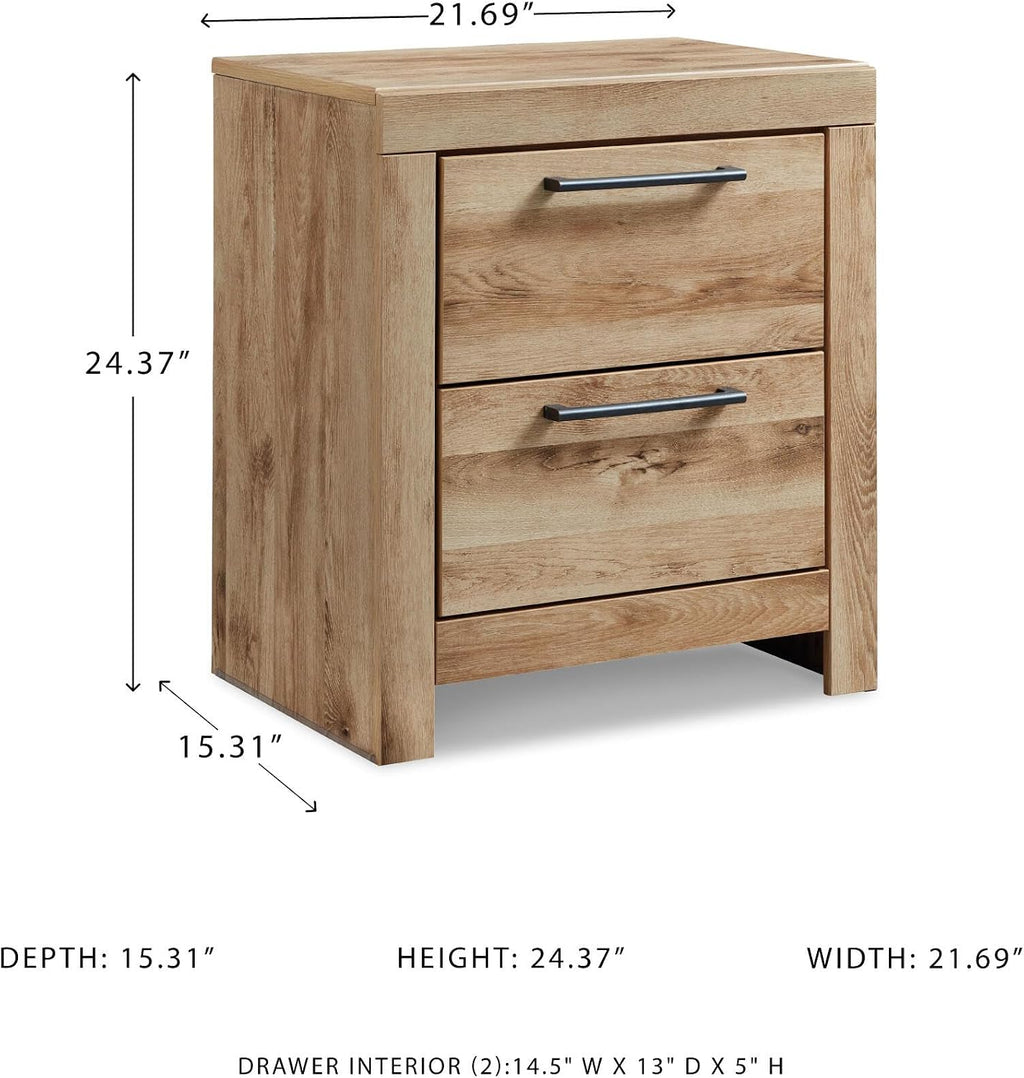 Signature Design by Ashley Rustic Nightstand with USB, Brown Bedside Table