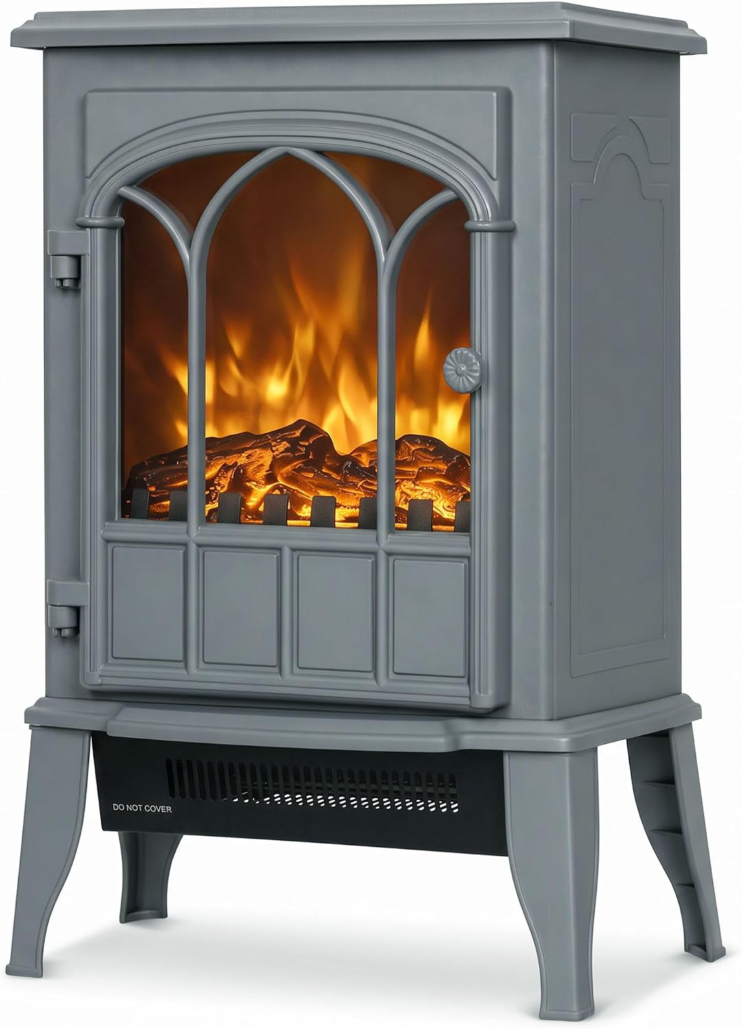 HOMCOM Electric Fireplace Stove, Freestanding Log Burner 1000W/2000W, Grey