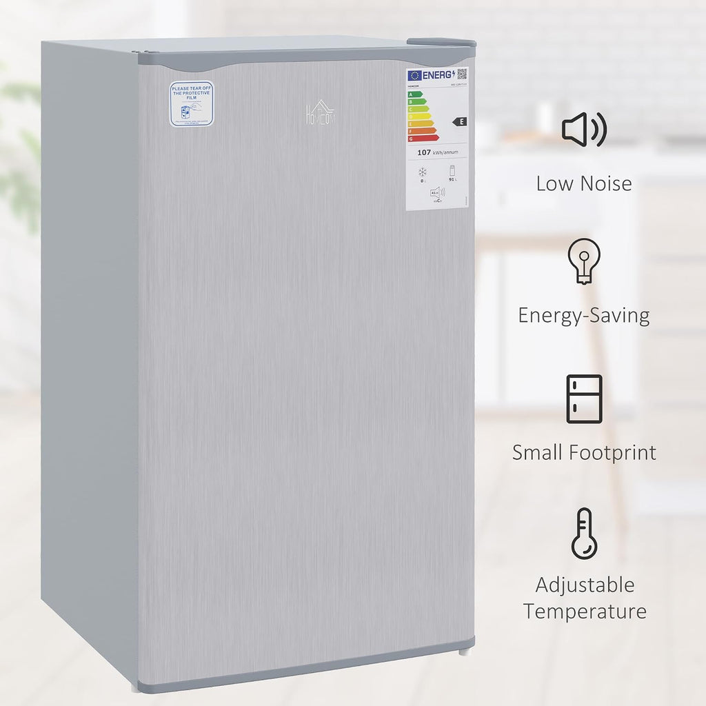 HOMCOM Under Counter Fridge 91L Small Fridge with Chiller Grey