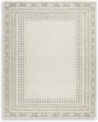 Signature Design by Ashley 8x10 Hand Tufted Wool and Jute Rug, Taupe | Premium 96% wool area rug, 4% jute blend with 10 mm pile, Bordered transitional style for living rooms, Idaman Series
